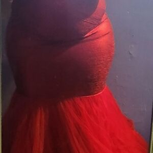 Red Mermaid ballroom gown plus size 2X 16 never worn NO OUTSIDE COMMUNICATION